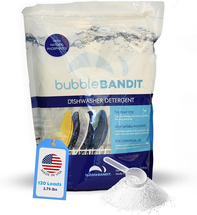 Dishwasher Powder Detergent with Phosphate. The Best Dishwasher Detergent for Spotless Dishes in Hard Water! ALL-IN-ONE (Soak Wash &amp Rinse). (Pack of 1)…