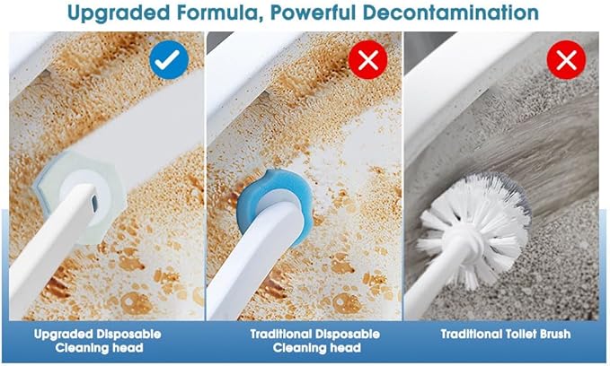 50 PCS Disposable Toilet Brush Refills Compatible with Most Toilet Wand Refills for Home and Bathroom Cleaning Detergent