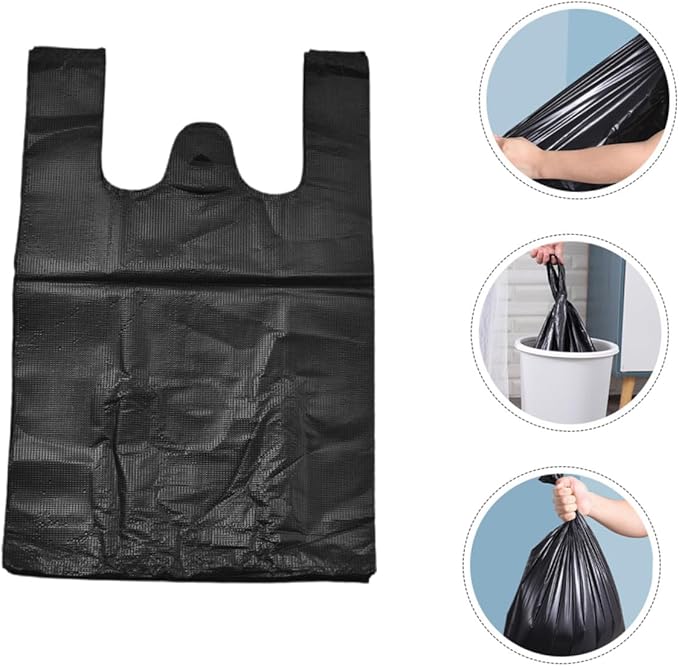 200pcs Thickened Plastic Trash Bags Black Kitchen and Bathroom Garbage Bags Leak-resistant Household Trash Liners for Bedroom and Home Use