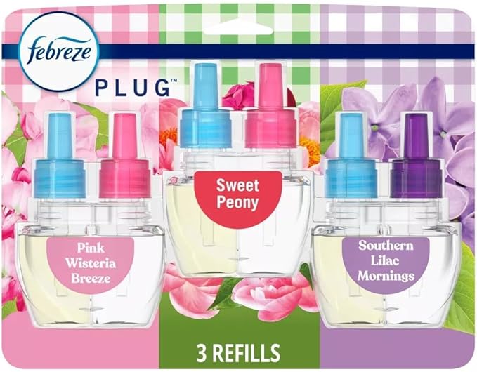 Generic Febreze Plug with Fade Defy Technology Air Freshener - New Limited Edition - (3) of 0.87 fl oz Refills (Floral Variety Pack) Clear