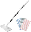 Zero Touch Mini Mop-Snap Grip Mini Mop360°Rotating Head Retractable Gap Dust Cleaner Flat Mops with Locking Head for Kitchen Bathroom Floor Wall (White 10 Cloths)
