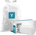 Plasticplace Custom Fit Trash Bags Compatible with simplehuman Code Y (100 Count) White Drawstring Garbage Liners 30.4 Gallon/ 115 Liter 28.5 x 39