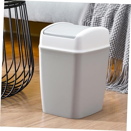 Cabilock White Swing Top Trash Can Wastebasket Bin Office Hotel Trash Can Capacity Easy Access for Home Kitchen Bathroom
