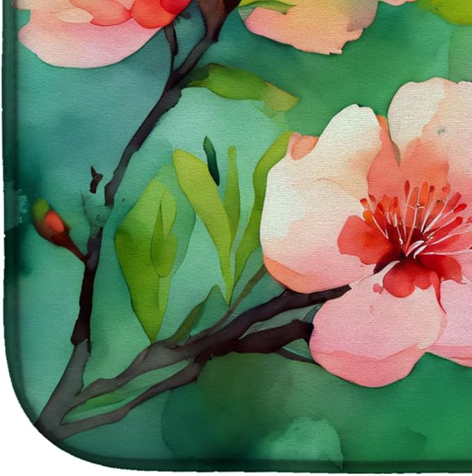 Caroline's Treasures DAC1635DDM Delaware Peach Blossom in Watercolor Dish Drying Mat Absorbent Dish Drying Mat Pad for Kitchen Counter Dish Drainer Mat for Countertop 14 x 21 Multicolor
