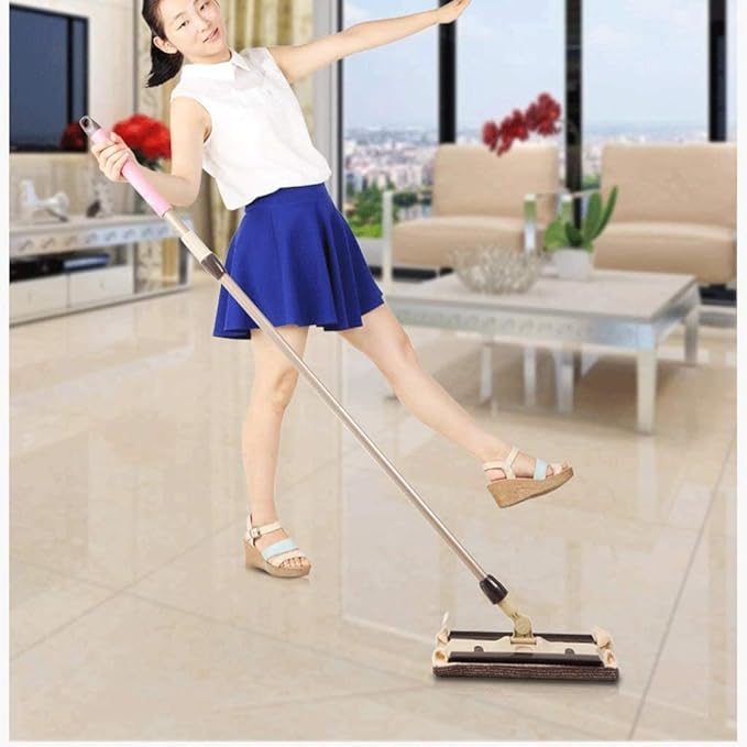 Beige Mop Broom Professional Microfiber Mop for Hardwood Laminate Tile Floor Cleaning Stainless Steel Telescopic Handle