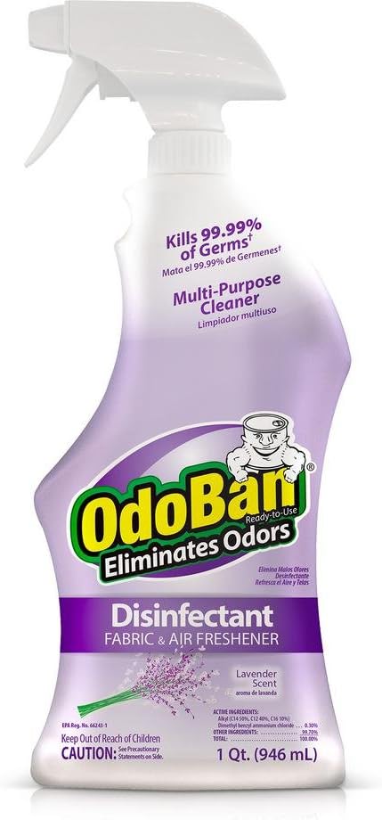 OdoBan Ready-to-Use Disinfectant and Odor Eliminator Set of 3 Spray Bottles 32 Ounces Each Lavender Scent