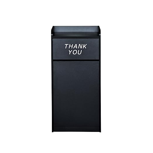 EMMA + OLIVER Sean Laminate Wood Tray-Top Trash Receptacle in Black