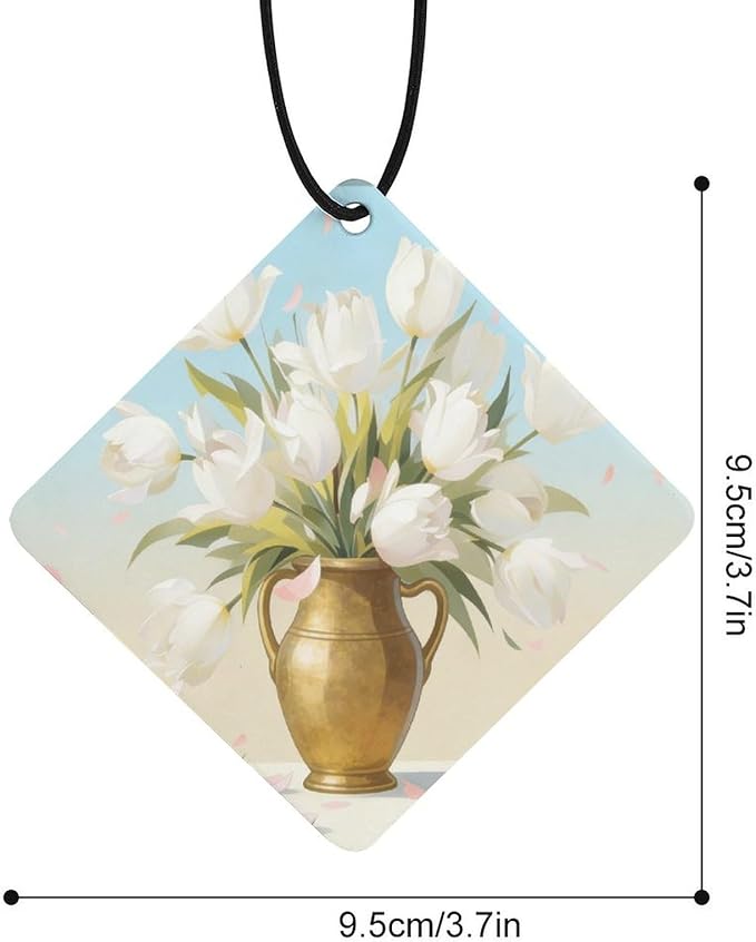 5PCS Car Air Freshener Hanging Personalized Double Sided White Tulip Car Fresheners Long Lasting New Cars Scents Cute Automotive Freshies for Closets Drawers (tea)