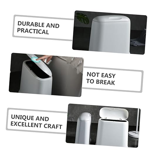Unomor Narrow Slit Wastebasket Trash Can for Kitchen Bathroom Living Room White Garbage Bin Compact Garbage Container
