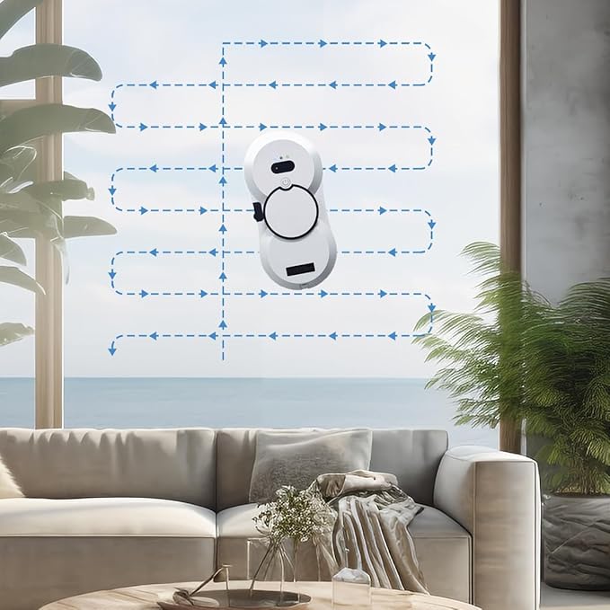 Robot Glass Cleaner Automatic Window Cleaner Robot Remote Control Window Washer Robot Automatic Water Spray Suction 5600PA Border Detection for Windows/Tile/Glass Door