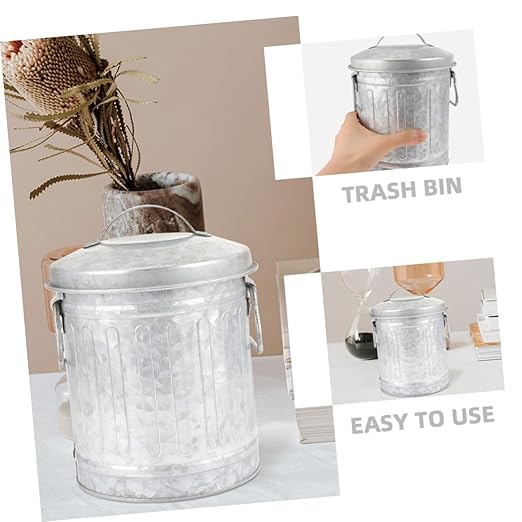 jojofuny 2pcs Iron Stationery Storage Bucket Small Wastebasket for Office Creative Rubbish Bin Easy to Use