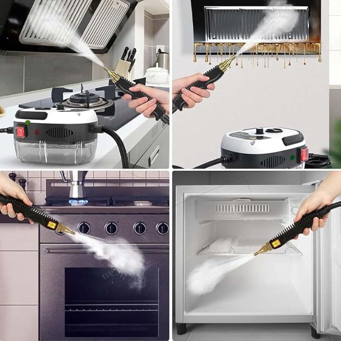2500W Handheld Steam Cleaner High Pressure Portable Steamer with 3 Brushes Steam Cleaner for Home Kitchen Bathroom Car Furniture Floors (White - Regular Edition)