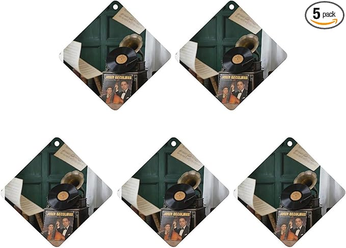 5PCS Car Air Freshener Hanging Personalized Double Sided Vintage Phonograph Car Fresheners Long Lasting New Cars Scents Cute Automotive Freshies for Closets Drawers (tea)