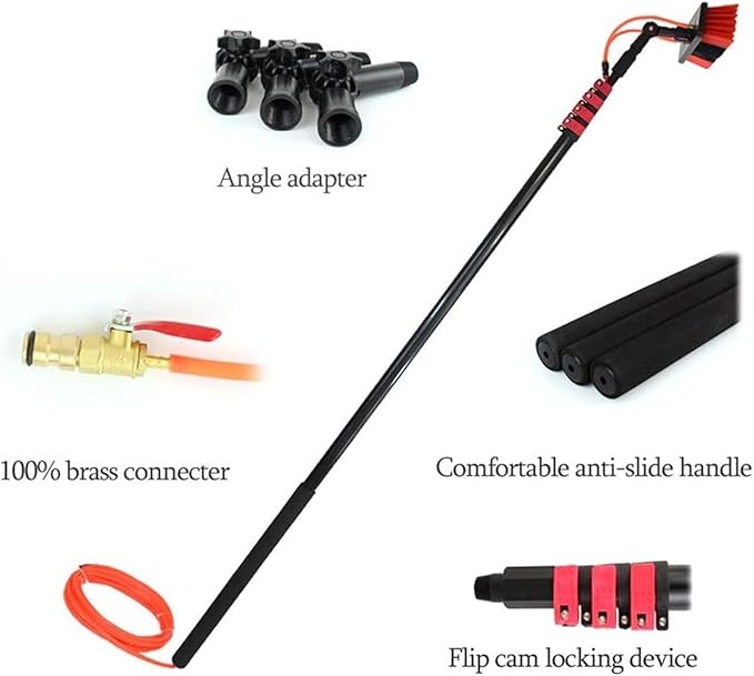 Telescopic Window Cleaner Telescopic Cleaning Brush Window Cleaning PoleWater Fed Telescopic Brush Water Fed Pole Kit Photovoltaic Panel Cleaning Tool 35Cm Brush Head Cleaning Photo (Color : 12ft/3.