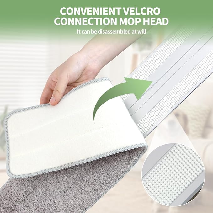 CQT Commercial Flat Microfiber Floor Mop Cleaning System 20 Inch Wet Dry and Dust Hardwood with 4 Washable Pads Cleaner for Laminate Tile Stainless Steel Handle and Extension (White)