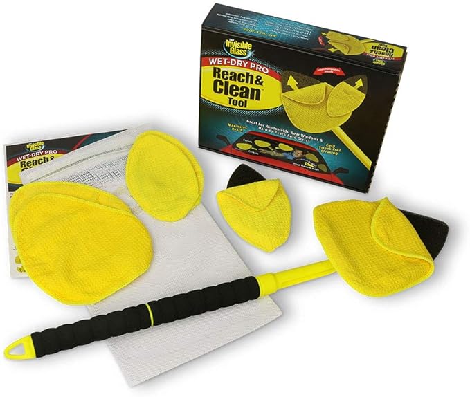 Invisible Glass 91164-6PK 19-Ounce Cleaner Pack of 6 &amp 95164 Reach and Clean Tool Wet-Dry Pro Window and Windshield Wand Glass Cleaning Tool
