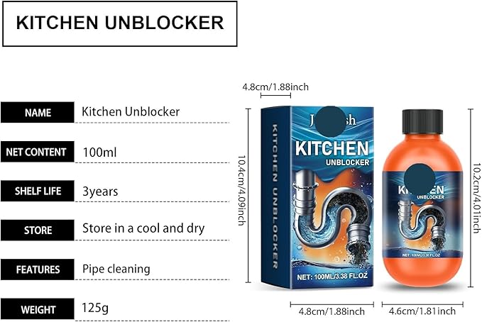 Drain Cleaner for Home Kitchen and Toilet Sinks - Fast Acting Formula to Unclog All Types of Drains Instantly(1PCS)