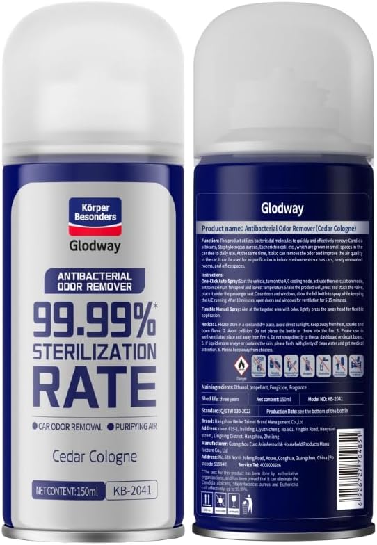Glodway Air FreshenersOdor Eliminator Remover SprayCedar Cologne Scent For HomeCouchMattressFurniture bathroomFabrics &amp Trash6 Ounce4 Count