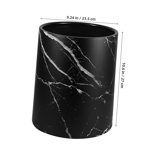 Marble Pattern Trash Can Double-Layer Round Plastic Wastebasket for Living Room Kitchen and Bathroom Lidless Design Stylish Garbage Container for Home and Office