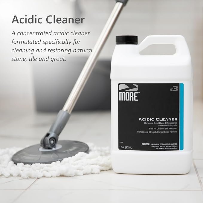 MORE Grout Cleaner for Tile Floors - Acidic Grout Cleaning Solution - Removes Cement-Based Grout Haze Efflorescence and Mineral Deposits - Gallon 128oz