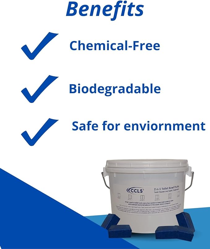 2-n-1 Blue Toilet Bowl Tablets Tank Cleaner and Septic/Cess Pool Treatment all-in-one (6 Month Supply)