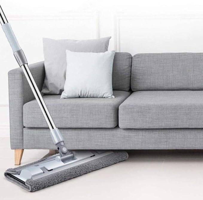 360 Degree Spin Mop with Large Microfiber Pads Flat Floor Telescopic Handle Home Windows Kitchen