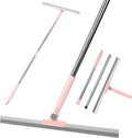 Heavy-Duty 20 Floor Squeegee &amp Silicone Broom for ConcreteTile Garage Windows Commercial Squeegee Broom with Long Handle Pet Hair Dust &amp Liquid Remover for Floors/Rugs(Pink)