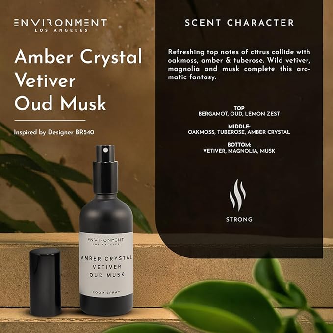 ENVIRONMENT Inspired by Designer Perfume BR540 Room Spray 100ml Air Freshener (Amber Crystal | Vetiver | Oud Musk) Home Fragrance Accessories Room Perfume Room Deodorizer Vegan &amp Cruelty-Free