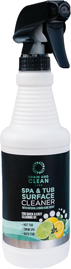 Spa &amp Hot Tub Surface Cleaner - All Natural Lemon/Lime Scent Removes Scale Dirt Grime &amp Hard Water | Ideal for Hot Tubs Swim Spas Bath Tubs &amp Showers | 16oz