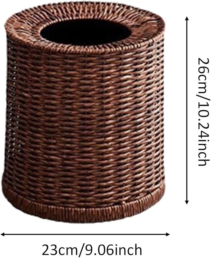 Imitation Rattan Trash Can Rubbish Can Waste Basket Elegant Decorative Dustbin Practical Woven Wastebasket for Living Room S