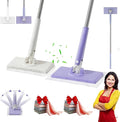 28/36in No Wash Lazy Mop Wet and Dry Snap Grip Mini Mop Zero Touch Mini Mops Convenient Automatic Cloth Changing Mops 360° Disposable Dust Mop with 5 Reusable Cloths for Home (Mix*2 28in)