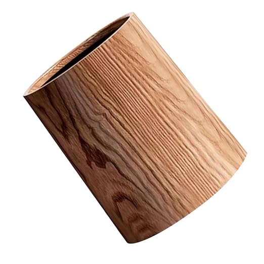 Garneck Rustic Wood Grain Trash Can 8L Plastic Wastebasket Large Capacity Bathroom Kitchen Office Toilet Bin Farmhouse Style Household Garbage Bin