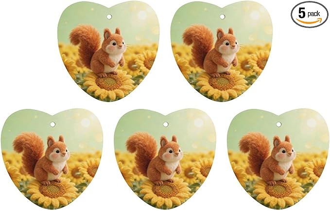5PCS Car Air Freshener Hanging Personalized Double Sided Sunflower Squirrel Car Fresheners Long Lasting New Cars Scents Cute Automotive Freshies for Closets Drawers (tea)