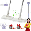28/36in No Wash Lazy Mop Wet and Dry Snap Grip Mini Mop Zero Touch Mini Mops Convenient Automatic Cloth Changing Mops 360° Disposable Dust Mop with 5 Reusable Cloths for Home (White*2 28in)