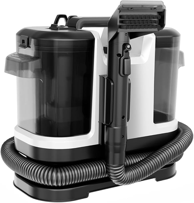 Portable Carpet Cleaner with Steam&amp Heating System Powerful Suction Carpet Cleaner with 3 Cleaning Tools&amp Solution 2 in 1 Upholstery Cleaner Steam Cleaner for Pets Car (white)