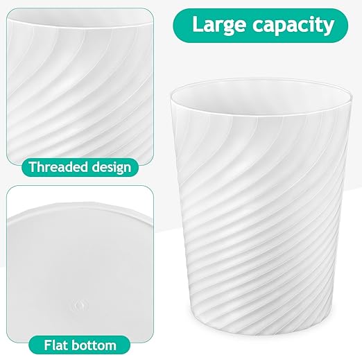 3 Pack Bathroom Trash Can 1.8 Gallons Round Waste Basket Small Trash Bin for Bedroom Plastic Garbage Can with 3 Bags for Office Bathroom Living Room Dorms Kitchen White