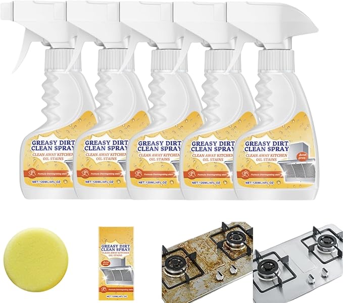 Foam Cleaner For Kitchen - Powerful Grease Cleaner Spray For Tough Sticky Grime On CookwarePansCountertopsAppliances | All-Purpose Degreaser For Range HoodsOvens &amp Stovetops (5PCS)
