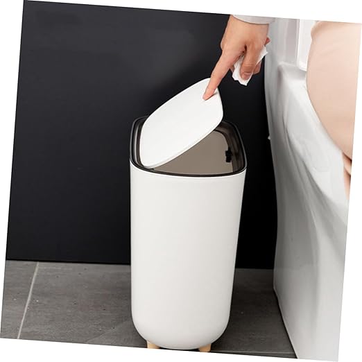 Cabilock Bathroom Trash Can Press Lid Slim Garbage Bin for Kitchen Office and Bathroom Compact Design for Spaces Versatile Wastebasket for Use