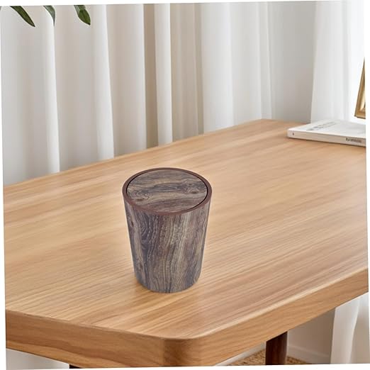 Mobestech Retro Wood Grain Plastic Trash Can Large Capacity Wastebasket for Bedroom Kitchen Office Bathroom Aesthetic Appeal Spacious Design for Spaces