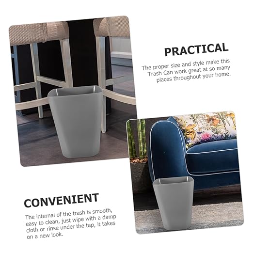 2Pcs Plastic Square Trash Bin Small for Bathroom Bedroom Office Kitchen Portable Wastebasket with Large Capacity Easy-Clean Design