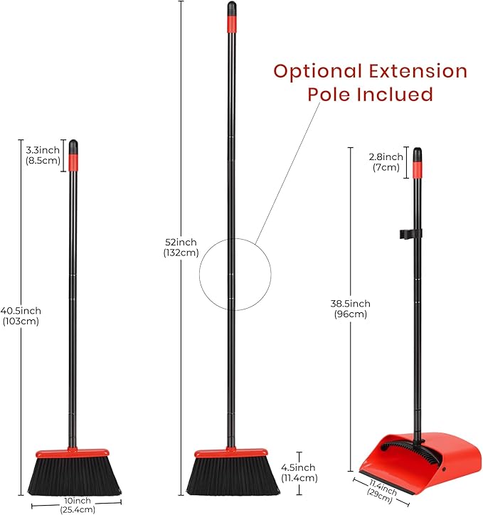 TreeLen Broom and Dustpan Set 52 inch Broom and Dust Pan Combo for Home