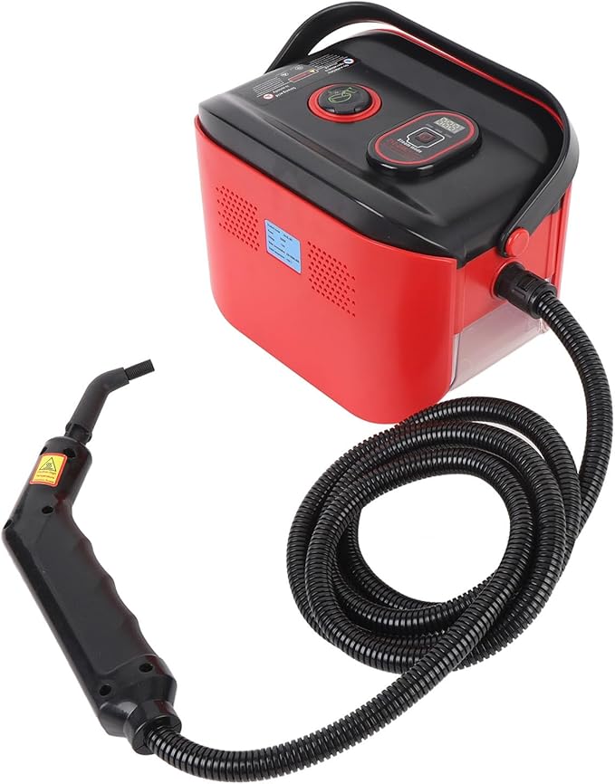 Handheld Pressurized Steam Cleaner Multipurpose Portable High Pressure High Temperature Red - Rapid Heating Effective Grease Removal Ideal for Home and Car Cleaning