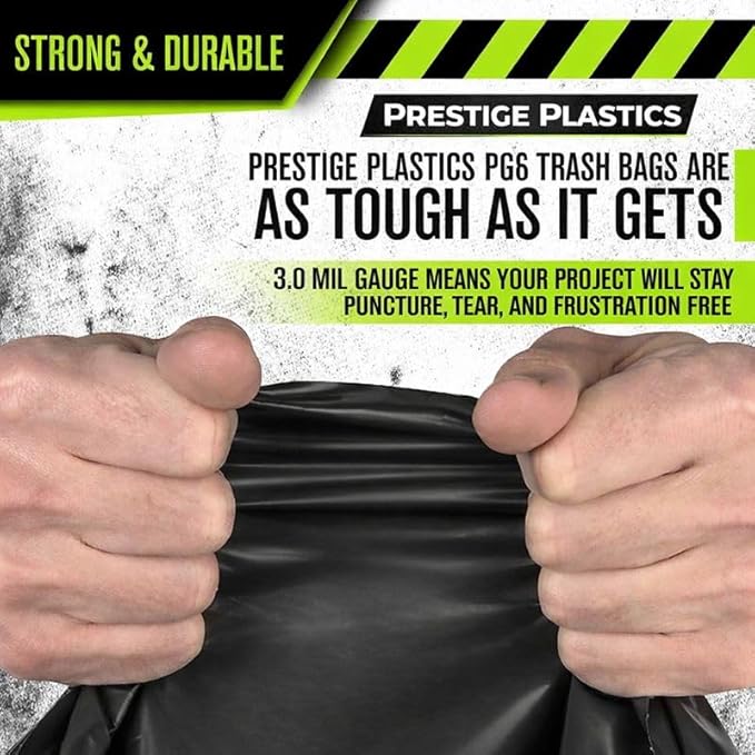 Black Construction Trash Bags – 18 x 16 x 45 in 3 Mil Heavy Duty Contractor Garbage Bags Tear &amp Puncture Resistant 75 Count for Construction Remodeling &amp Commercial Use