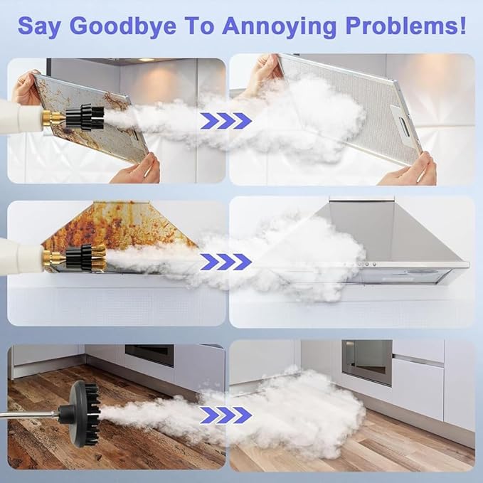 Handheld Steam Cleaner 1500W Pressure High Temperature Pressurized Steam Cleaning Machine with 1100ml Water Tank 3Bar 6 Gear Adjustment for Grout Tile Car Kitchen LCD Touch Screen