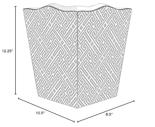 Marye-Kelley WB2654 - Grey &amp White Fret Pattern Wastepaper Basket