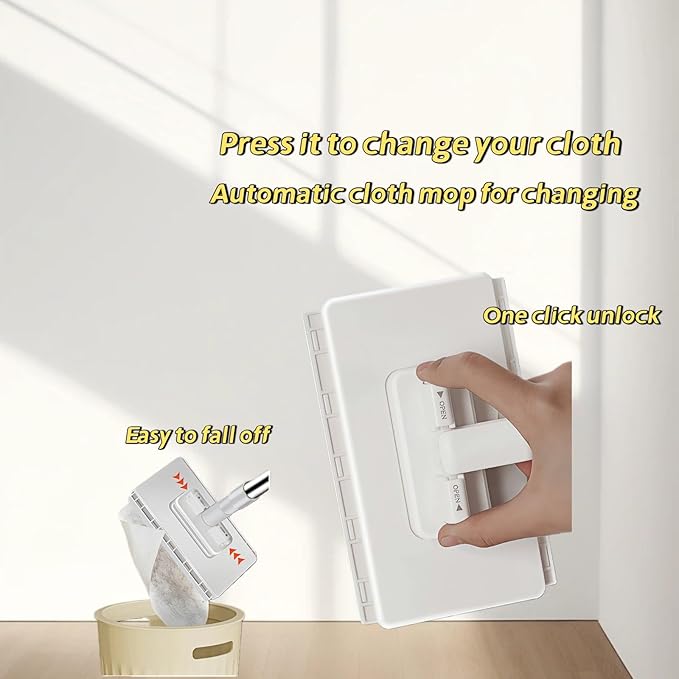 Convenient Cloth Changing Mini Mop with Clean Glove*1 and Reusable Cleaning Cloths*5Clever and Portable No Wash Mops with One-Click Cloth Change Zero Touch Mop for Small SpacesCorners