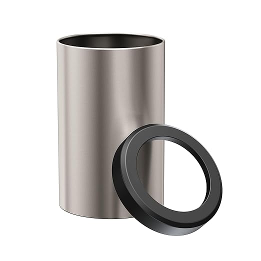 Gatco Small Bathroom Trash Can with Lid Round 3 Gallon Stainless Steel Wastebasket Under Sink Satin Nickel and Matte Black for Bathroom Bedroom Office (1911MX)
