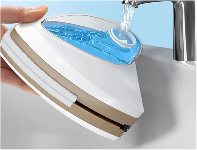 Glass Window Cleaner Brush Double-Layer Automatic Water Discharge Wiper for Home Household Cleaning Tools(Blue 3-8mm)