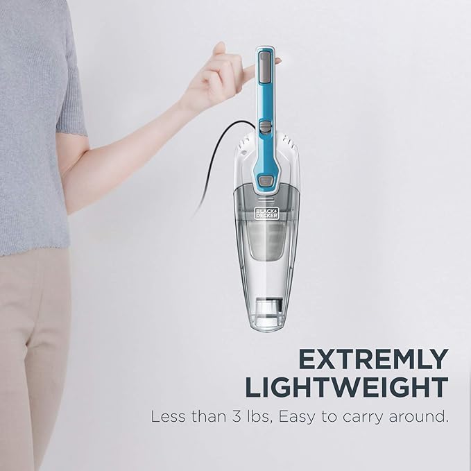 Black &amp Decker BDST1609 3-in-1 Corded Lightweight Handheld Cleaner &amp Stick Vacuum Cleaner White with Aqua Blue