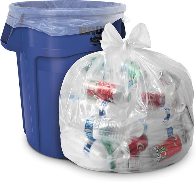 Aluf Plastics 7-10 Gallon 1 MIL Thick Clear Heavy Duty Trash Bags - 24 x 23 - Pack of 2000 - For Recycling Kitchen Contractor &amp Outdoor